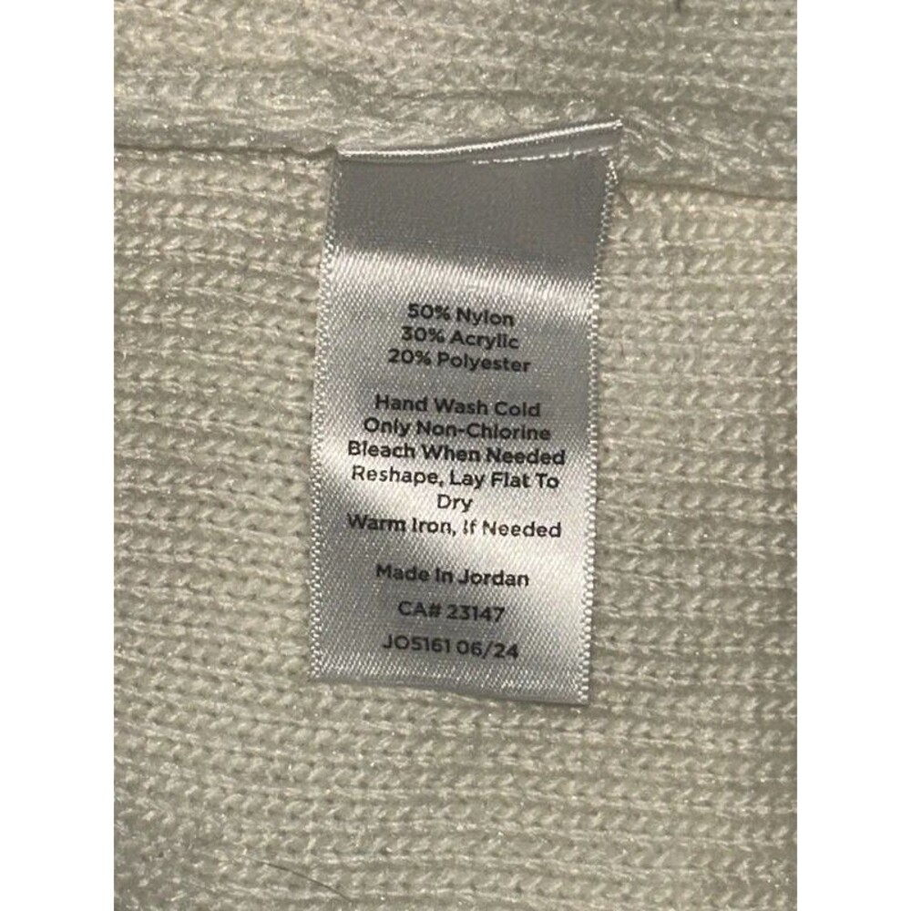 Talbots ivory cream mock turtleneck cable knit with button cuff detail L - Picture 6 of 6